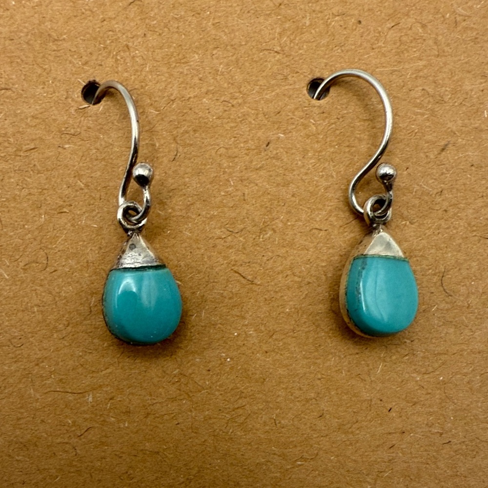 Indigo 925 Sterling Silver and Turquoise Hook Earrings